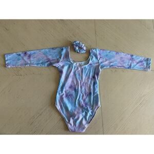 Leotards for Girls Gymnastics, Long Sleeve With Scrunchie Size 110